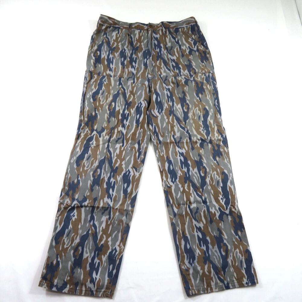 Tree Stand Camo Pants Hunting Brown Beige Zip Fly Twill Meas 36x32 1990s